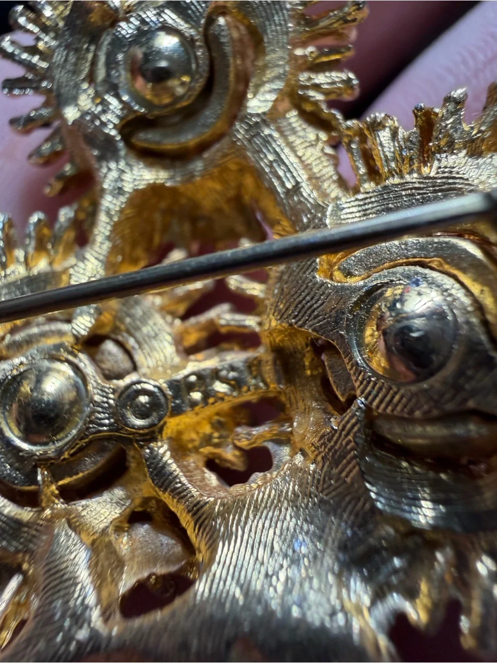 Gold Floral Cluster Brooch with Clear Crystal Accents